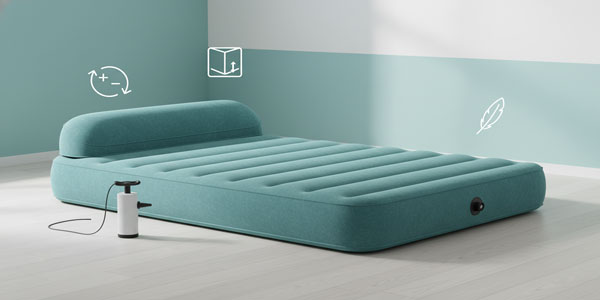 نکاتی برای خرید تشک بادی؛ راهنمای کامل انتخاب بهترین مدل 2 تصویر تشک بادی PVC همراه با پمپ باد در محیط خواب یا کمپینگ، مناسب توضیح مفهوم تشک بادی و نحوه استفاده آن